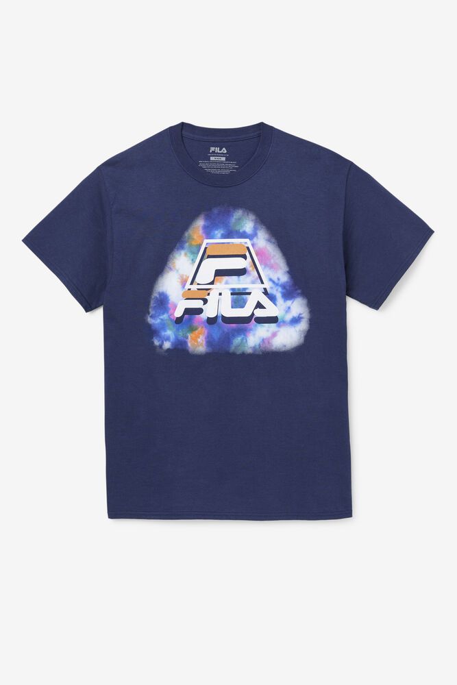 Fila T-Shirt Mens Blue - Boniface Tie Dye - Philippines 7639821-RI